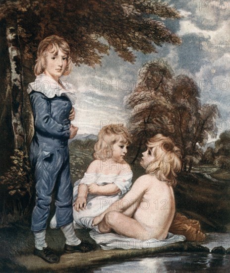 'Children Bathing', 18th century, (1912).Artist: L Edwards