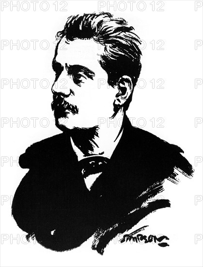 Giacomo Puccini, Italian composer, (1912). Artist: Joseph Simpson