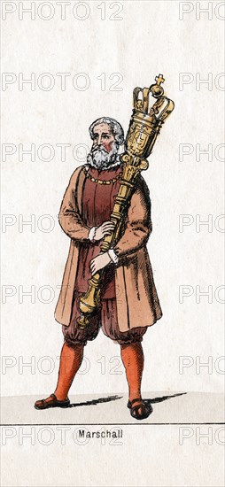Marshal costume design for Shakespeare's play, Henry VIII, 19th century. Artist: Unknown