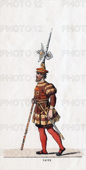 Guard, costume design for Shakespeare's play, Henry VIII, 19th century. Artist: Unknown