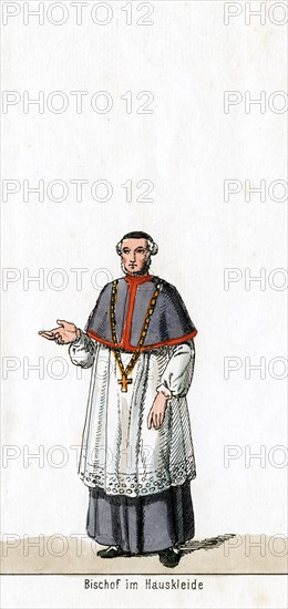 Bishop in house dress, costume design for Shakespeare's play, Henry VIII, 19th century. Artist: Unknown