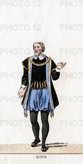 Griffith, costume design for Shakespeare's play, Henry VIII, 19th century. Artist: Unknown