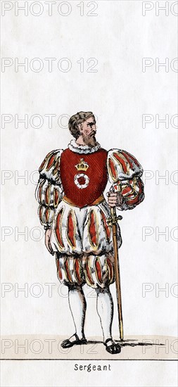 Sergeant, costume design for Shakespeare's play, Henry VIII, 19th century. Artist: Unknown