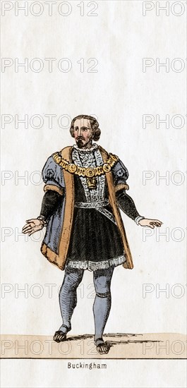 Buckingham, costume design for Shakespeare's play, Henry VIII, 19th century. Artist: Unknown