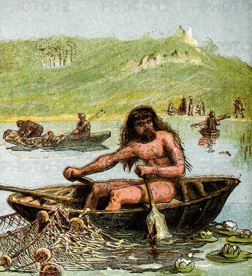 'An Ancient Briton In His Boat', (c1850). Artist: Unknown