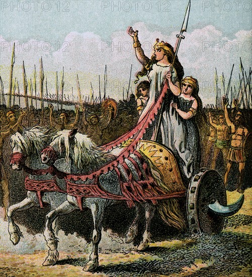 'Boadicea And Her Army', (c1850). Artist: Unknown