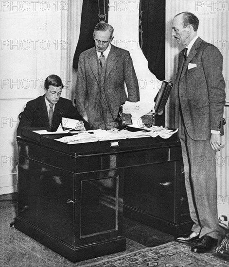 King Edward VIII at work with his staff in St James's Palace, London, 1936. Artist: Unknown