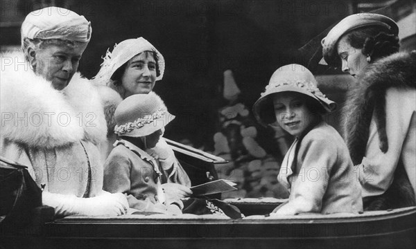 Queen Mary with her daughter-in-law and grandchildren, 1936. Artist: Unknown