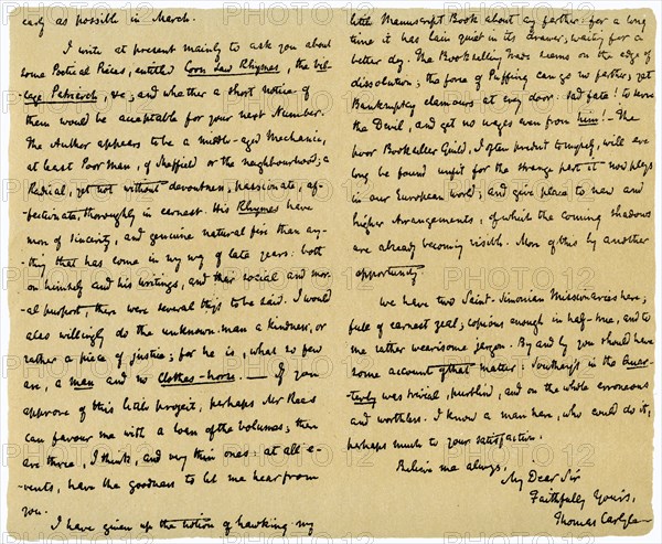 Letter from Thomas Carlyle to Macvey Napier, editor of the Edinburgh Review, 6th February 1832.Artist: Thomas Carlyle