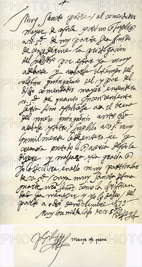 Letter from Philip II of Spain to Pope Gregory XIII, 8th November 1579. Artist: King Philip II