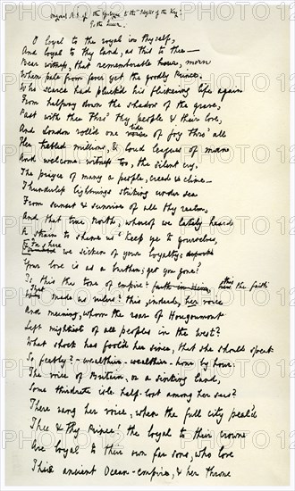 Original manuscript of the Epilogue to the Idylls of the King, c1872.Artist: Alfred Lord Tennyson