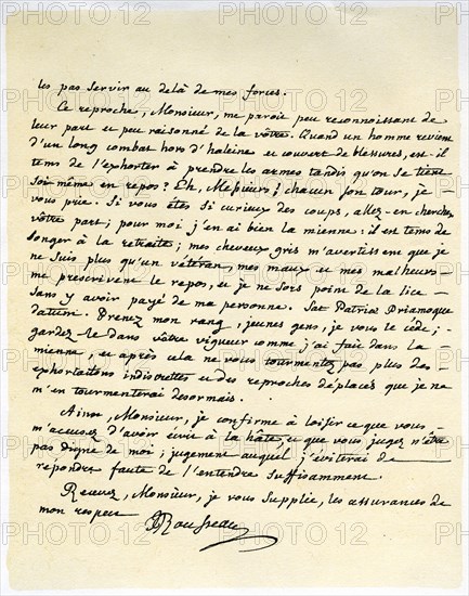 Letter from Jean Jaques Rousseau, 15th July 1764.Artist: Jean-Jacques Rousseau