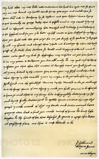 Letter from Anne Boleyn to Cardinal Wolsey, c1528.Artist: Anne Boleyn