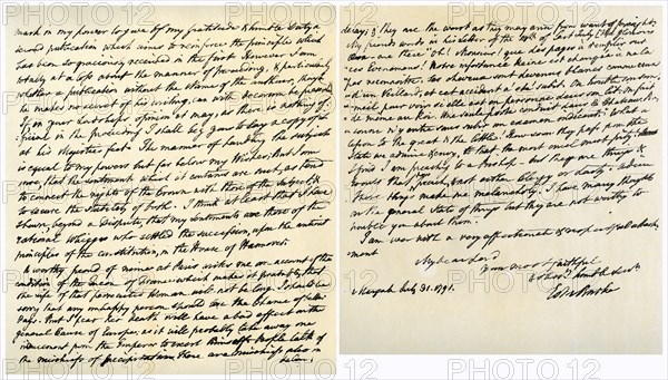 Letter from Edmund Burke to John Douglas, 31st July 1791.Artist: Edmund Burke