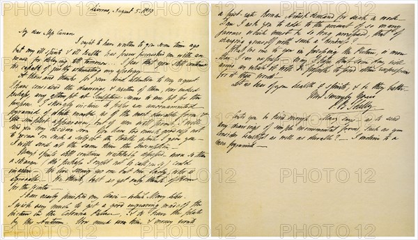 Letter from Shelley to Amelia Curran, 5th August 1819. Artist: Shelley