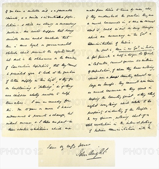 Letter from John Bright to Colonel Rathbone, 23rd January 1861.Artist: John Bright