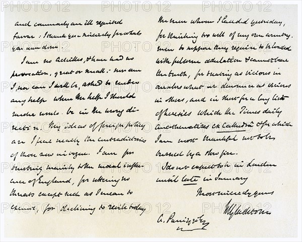 Letter from William Ewart Gladstone to Anthony Panizzi, 29th November 1856.Artist: William Ewart Gladstone