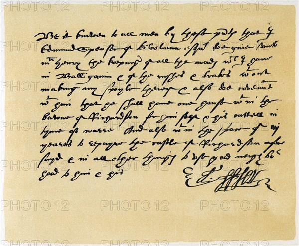 Letter from Grant, as Edward Spenser to one McHenry, c1589.Artist: Edward Spenser