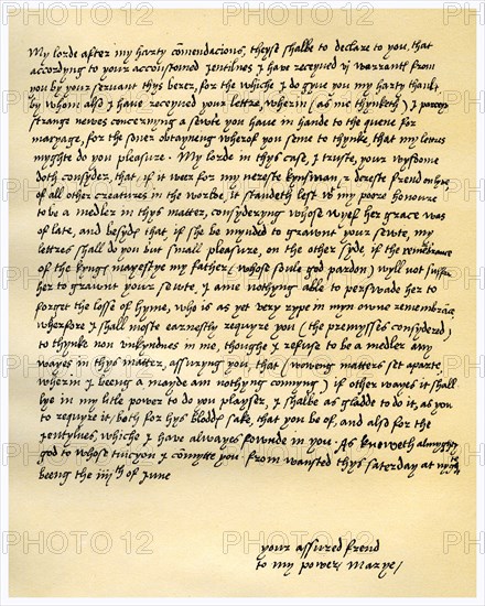 Letter from Queen Mary I to Lord Seymour of Sudeley, 4th June 1547.Artist: Queen Mary I
