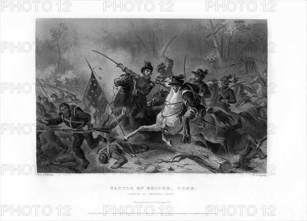 Charge of General Grant, Battle of Shiloh, Tennessee, April 1862, (1862-1867).Artist: W Ridgway