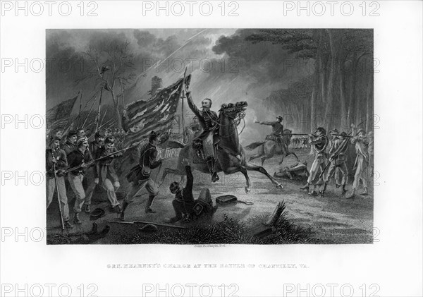 General Kearny's Charge, The Battle of Chantilly, Virginia, 1st September 1862, (1862-1867). Artist: Unknown