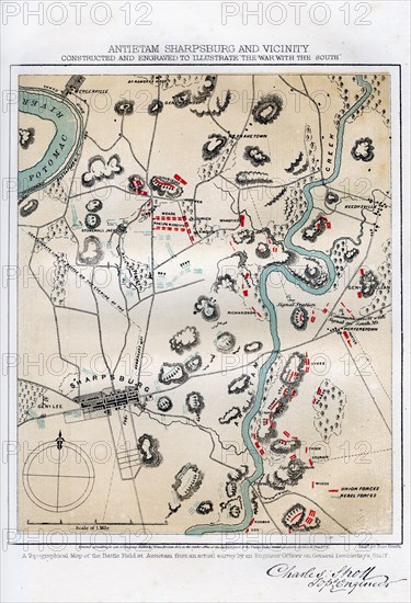 Map of Antietam, Sharpsburg and Vicinity, Maryland, 1862 (1862-1867).Artist: Rae Smith