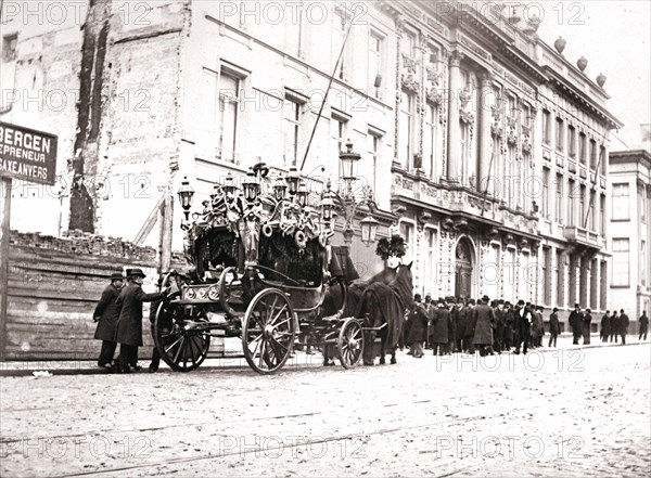 Horse-drawn hearse, Antwerp, 1898Artist: James Batkin