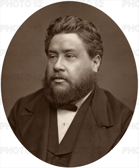 Reverend Charles Haddon Spurgeon, pastor of the Metropolitan Tabernacle, 1880. Creator: Lock & Whitfield.