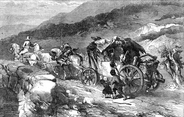 'The Stage-Coach of the Last Century', 1855. Artist: Unknown