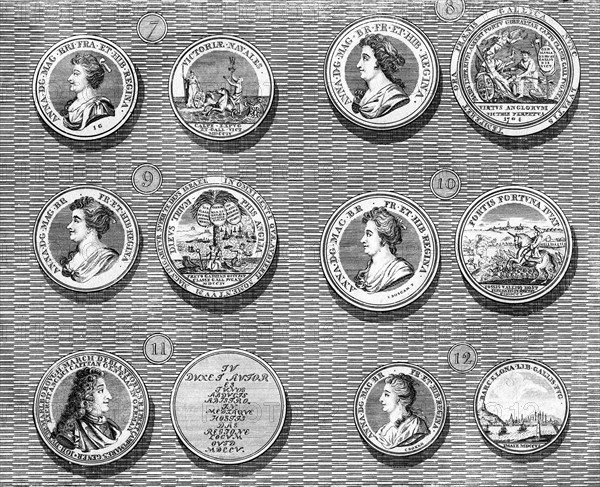 The medals of Queen Anne, 1813.Artist: Goldar