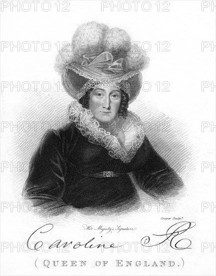 Caroline Amelia Elizabeth of Brunswick, Queen of George IV, 19th century.Artist: Cooper