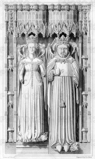 Effigy of Henry IV and his Queen Joan of Navarre in Canterbury Cathedral, 1826. Artist: John Le Keux