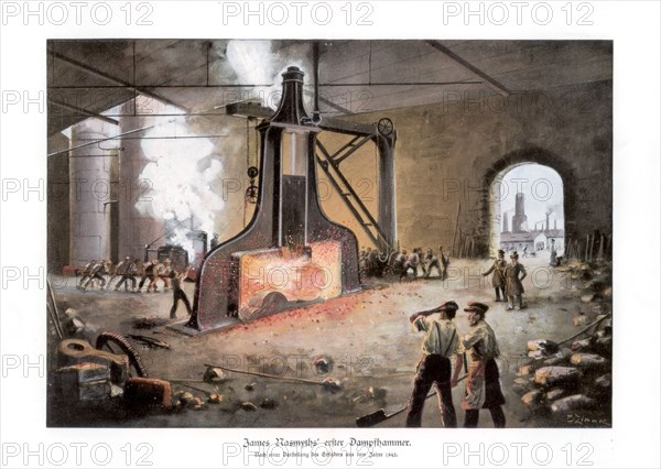 James Nasmyth's steam hammer, 1900.Artist: E Zimmer