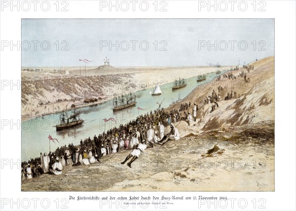 The inauguration of the Suez Canal, 17 November 1869, (1900).Artist: Edouard Riou