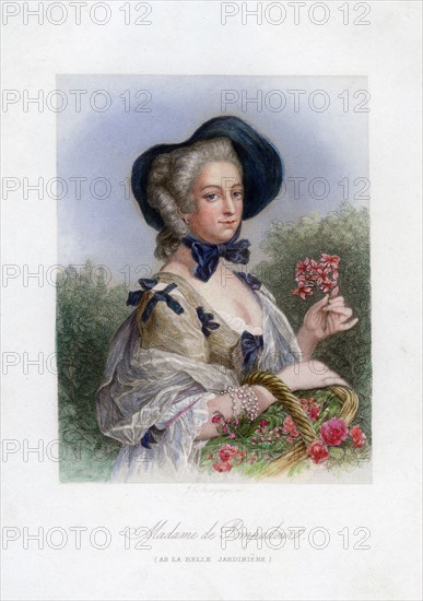 Madame de Pompadour as the beautiful gardener. Artist: Unknown