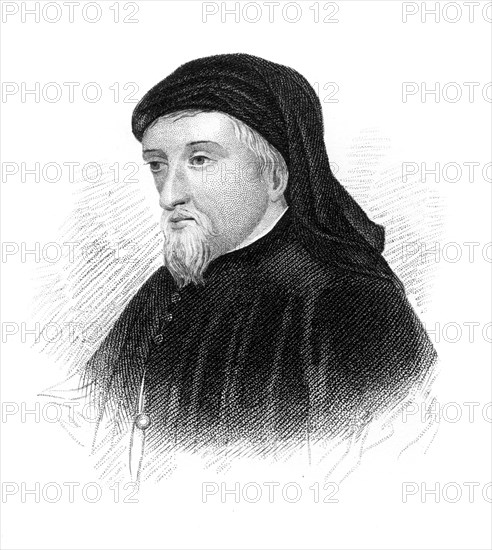 Geoffrey Chaucer, 14th century English author, poet, philosopher, bureaucrat, and diplomat, (c1850). Artist: Unknown