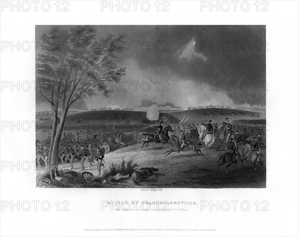 Battle of Chancellorsville, fought from April 30th to May 6th, 1863 (1862-1867).Artist: John R Chapin