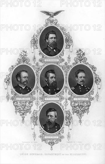 Union generals of the Department of the Mississippi, American Civil War, 1862-1867.Artist: J Rogers