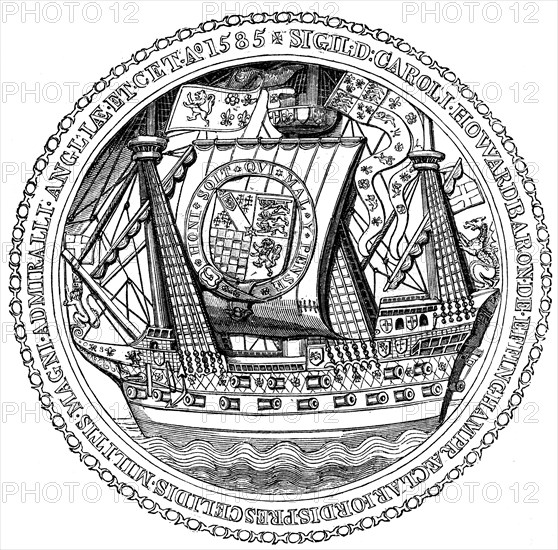 Seal and Autograph of the Lord High Admiral, Charles, Lord Howard of Nottingham, 1585. Artist: Unknown