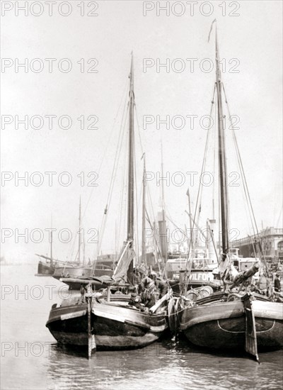 Canal boats, Rotterdam, 1898.Artist: James Batkin