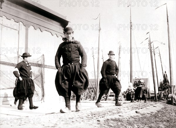 Men in traditional dress, Marken Island, Netherlands, 1898. Artist: James Batkin