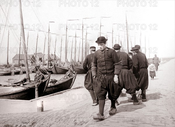 Men in traditional dress, Marken Island, Netherlands, 1898. Artist: James Batkin