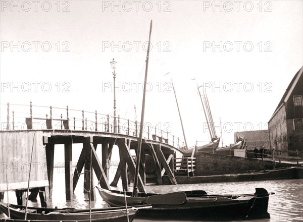 Canal boats, Marken Island, Netherlands, 1898. Artist: James Batkin