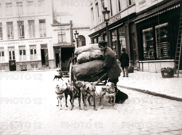 Man with dogcart, Antwerp, 1898. Artist: James Batkin