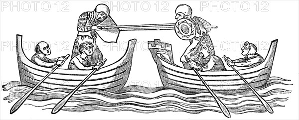 Boat Tilting, 14th century, (1833). Artist: Unknown