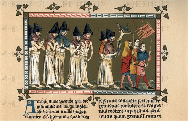 The Flagellants at Doornik in 1349, (1903). Artist: Unknown