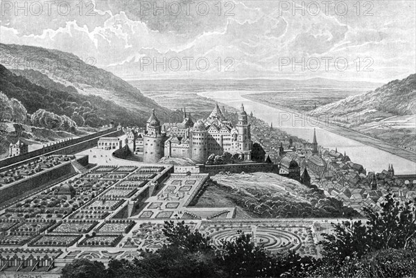 Heidelberg Castle, Germany, in 1620 (1903).Artist: Matthaus Merian