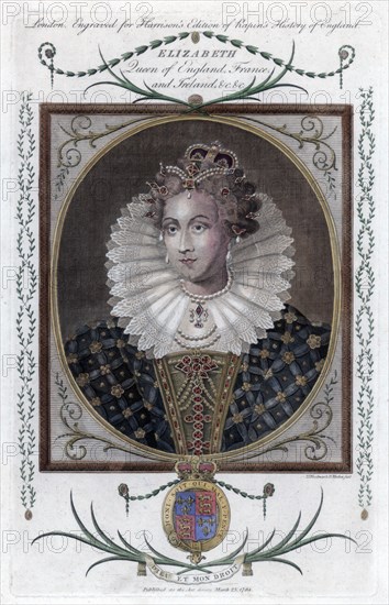 Queen Elizabeth of England, (1784).Artist: Woodman & Mutlow