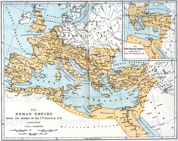 Map of the Roman Empire, 2nd century AD, (1902). Artist: Unknown