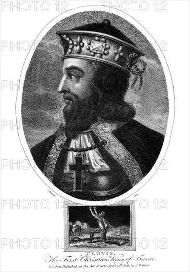 Clovis, the first Christian King of the Franks, (1806).Artist: J Chapman